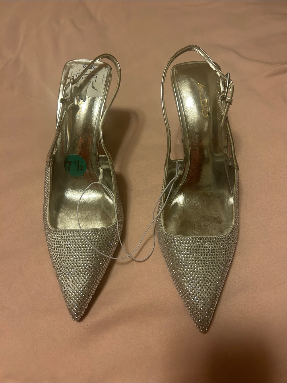 ALDO Silver Rhinestone Slingback Pointed Heels